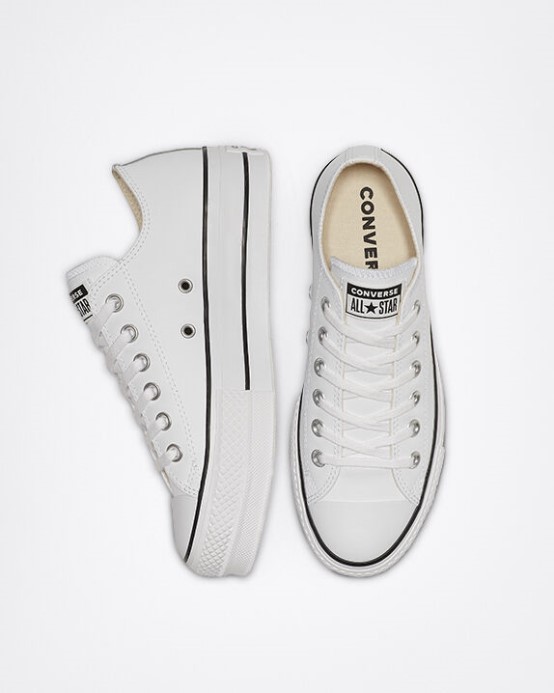 Skľučovadlo Taylor All Star Lift Platforma Koža Biela/čierna Converse