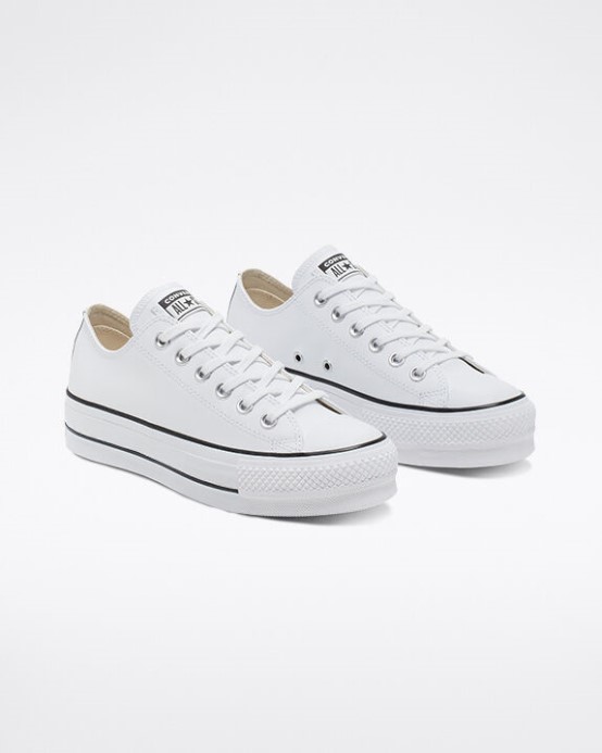 Skľučovadlo Taylor All Star Lift Platforma Koža Biela/čierna Converse