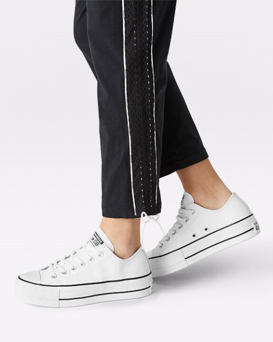 Skľučovadlo Taylor All Star Lift Platforma Koža Biela/čierna Converse