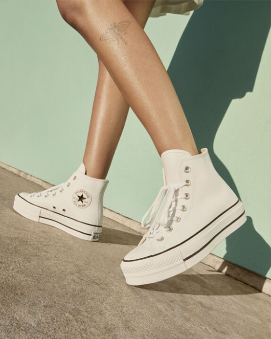 Skľučovadlo Taylor All Star Lift Platform Kožené Converse Biela/čierna