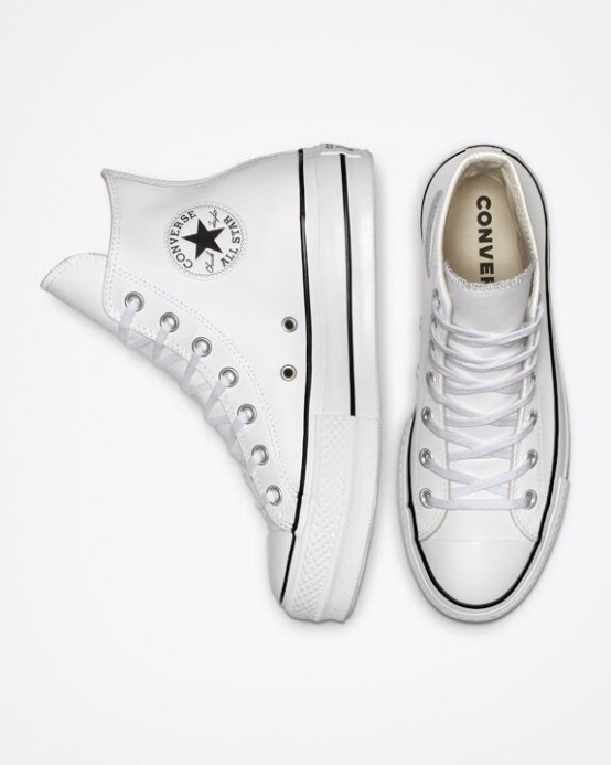 Skľučovadlo Taylor All Star Lift Platform Kožené Converse Biela/čierna