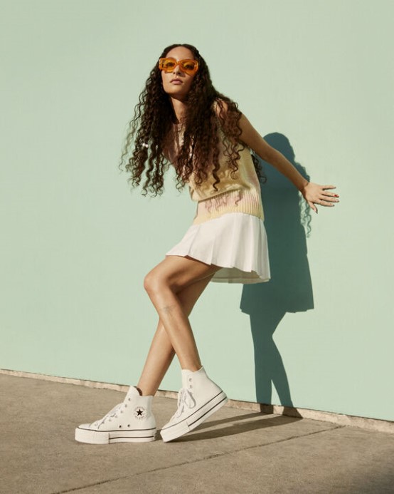 Skľučovadlo Taylor All Star Lift Platform Kožené Converse Biela/čierna