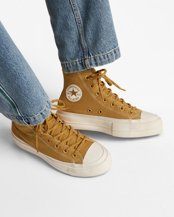 Chuck Taylor All Star Lift Platforma Tónové Plátno Pálené Med/thriftshop žltá Converse