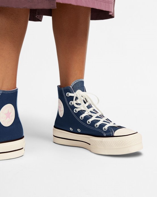 Chuck Taylor All Star Lift Platform Denim Converse Navy/egret/sunrise Pink