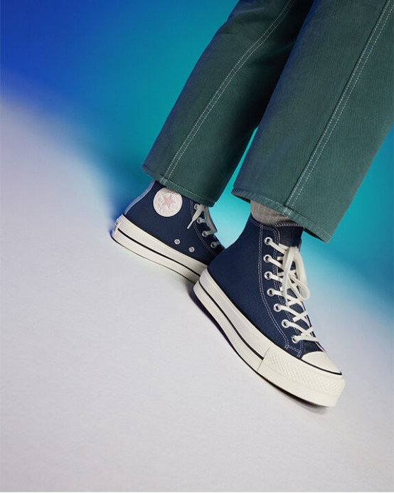 Chuck Taylor All Star Lift Platform Denim Converse Navy/egret/sunrise Pink