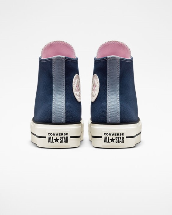 Chuck Taylor All Star Lift Platform Denim Converse Navy/egret/sunrise Pink