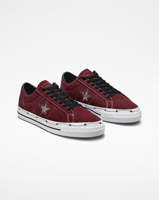 Hlboké Bordeaux/čierna/biela Converse Cons One Star Pro žiletkový Drôt