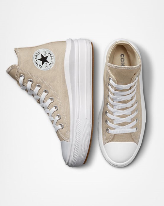 Converse Chuck Taylor All Star Move Platforma Pláž Kameň/biela