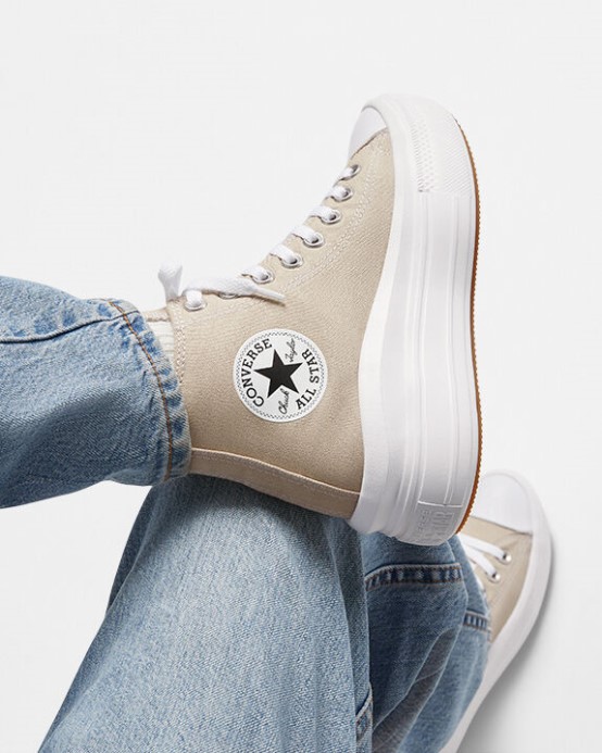 Converse Chuck Taylor All Star Move Platforma Pláž Kameň/biela