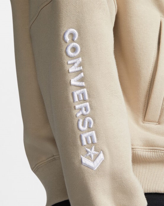 Plážový Kamienkový Converse Fleecový Pulóver S Polovičným Zipsom