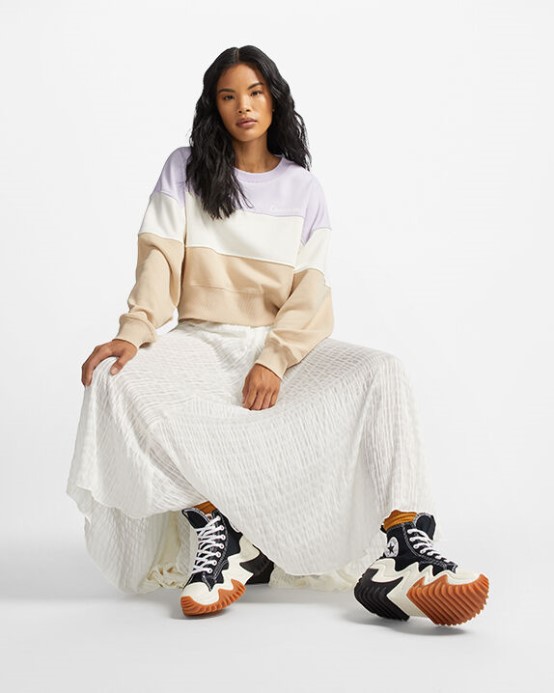 Colorblocked Chain Stitch Crew Mikina Converse Vapor Violet Multi