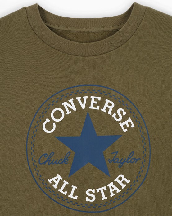 Utility Go-to All Star Patch štandardný Strih Fleece Crew Mikina Converse