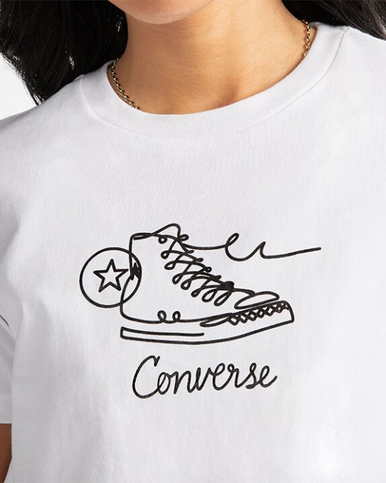 Converse Biele Tenisky S Grafikou Slim-fit Tričko