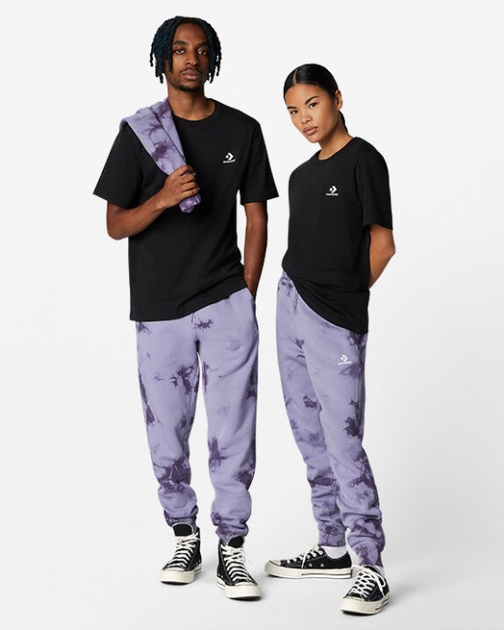 čierne Converse Go-to Vyšívané Hviezdicové Tričko štandardného Strihu