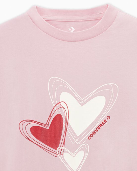 Sunrise Pink Hearts Grafické Tričko Converse