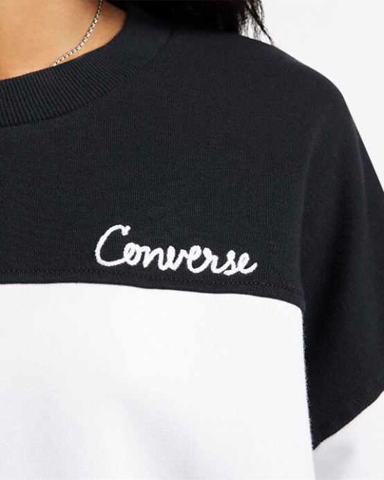 Converse čierna Viacfarebná Mikina S Retiazkovým Stehom