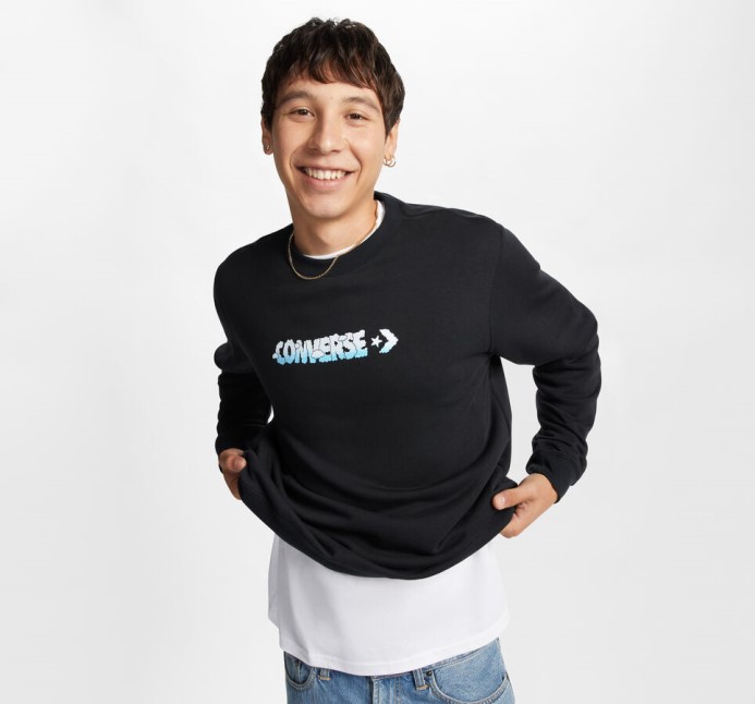 Converse Black Cloud Graphic Long Sleeve Crew
