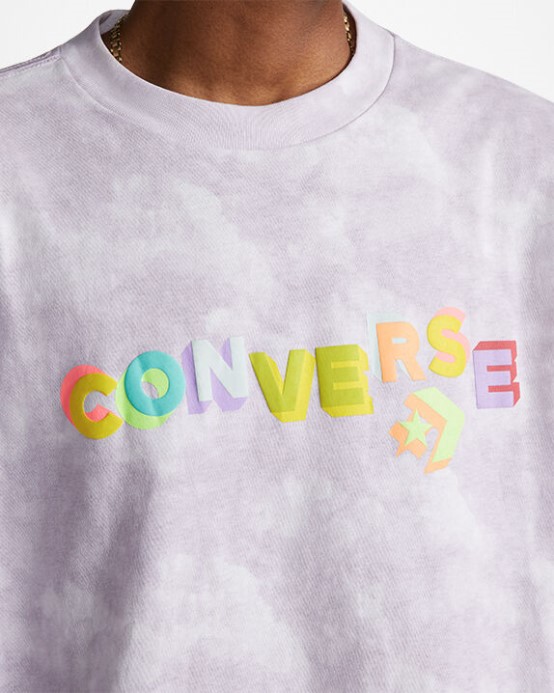 Farebný Blok Hviezda Chevron Grafické Tričko Fialová Para Converse