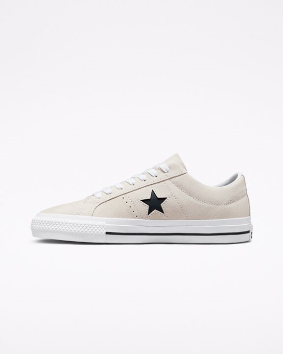 Egret/white/black Converse Cons One Star Pro Semiš