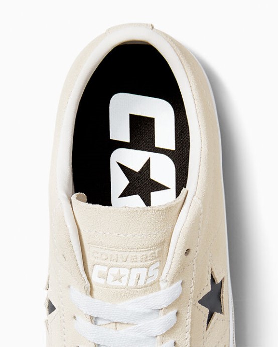 Egret/white/black Converse Cons One Star Pro Semiš
