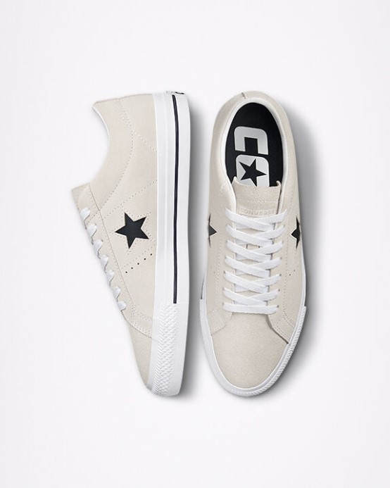 Egret/white/black Converse Cons One Star Pro Semiš