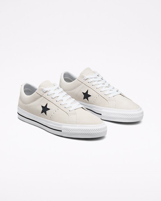 Egret/white/black Converse Cons One Star Pro Semiš