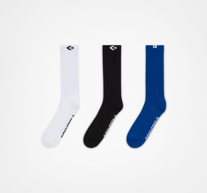 Blue/white Monarch 3-pack Star Chevron Woven Loop Crew Socks Converse
