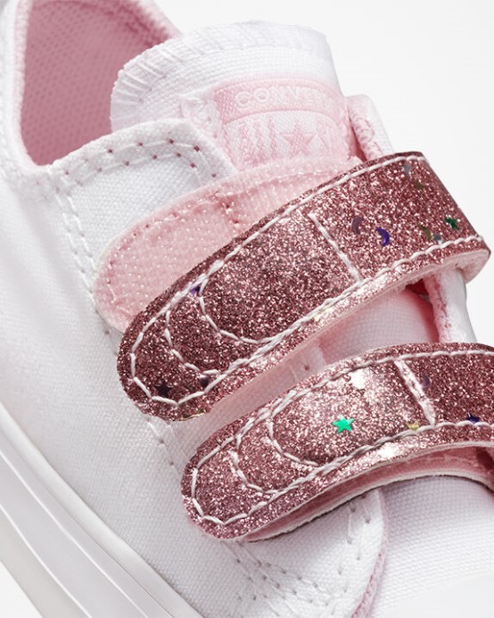 Chuck Taylor All Star ľahko Zapínateľný Trblietavý Remienok Converse White/sunrise Pink