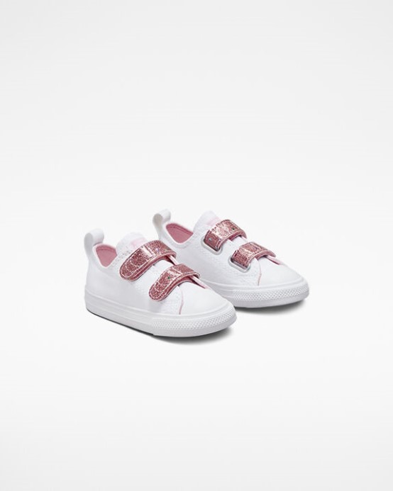 Chuck Taylor All Star ľahko Zapínateľný Trblietavý Remienok Converse White/sunrise Pink