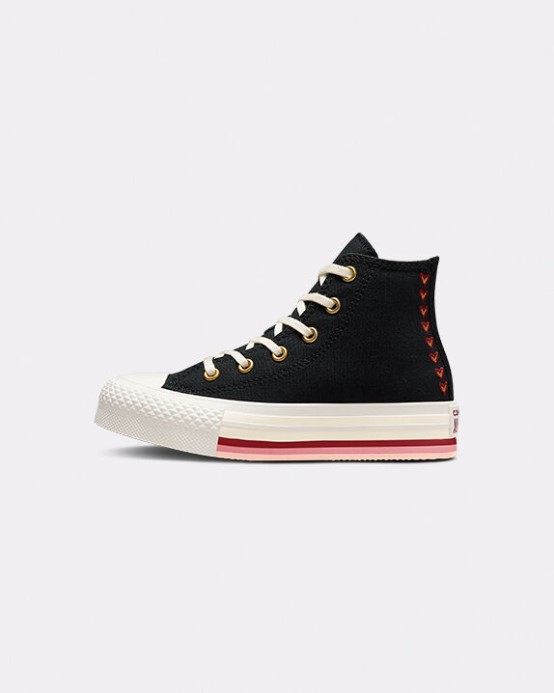 Converse Black/soft Dune Skľučovadlo Taylor All Star Lift Platform Hearts