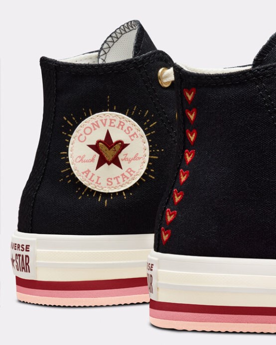 Converse Black/soft Dune Skľučovadlo Taylor All Star Lift Platform Hearts