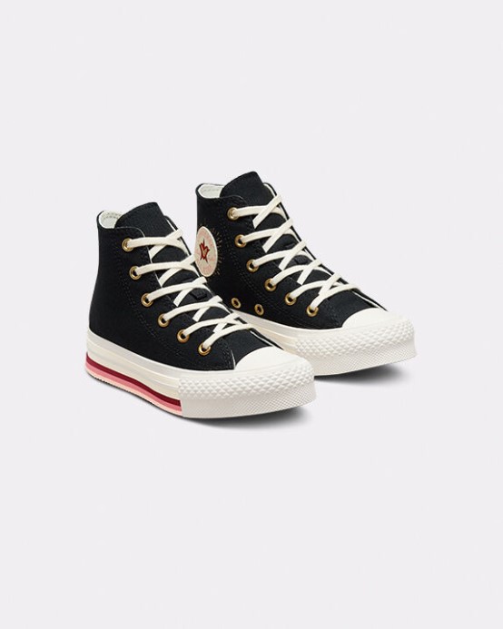Converse Black/soft Dune Skľučovadlo Taylor All Star Lift Platform Hearts