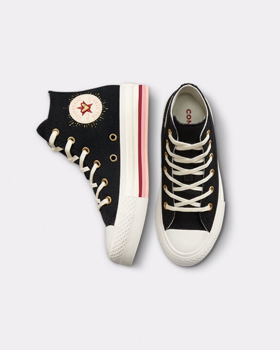 Converse Black/soft Dune Skľučovadlo Taylor All Star Lift Platform Hearts