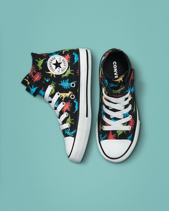 čierna/jemná červená/baltská Modrá Converse Skľučovadlo Taylor All Star Nenáročné Dinosaury