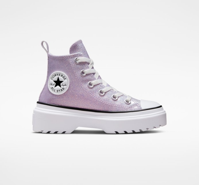 Parná Fialová/biela/čierna Skľučovadlo Taylor All Star Lugged Lift Platform Glitter Converse