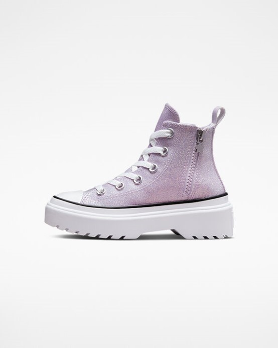 Parná Fialová/biela/čierna Skľučovadlo Taylor All Star Lugged Lift Platform Glitter Converse
