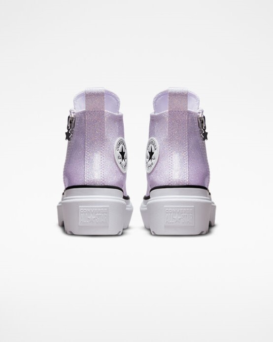 Parná Fialová/biela/čierna Skľučovadlo Taylor All Star Lugged Lift Platform Glitter Converse