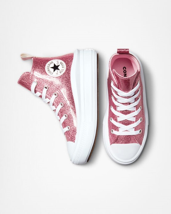 Converse Ružová/fialová/biela Skľučovadlo Taylor All Star Move Platform Trblietky