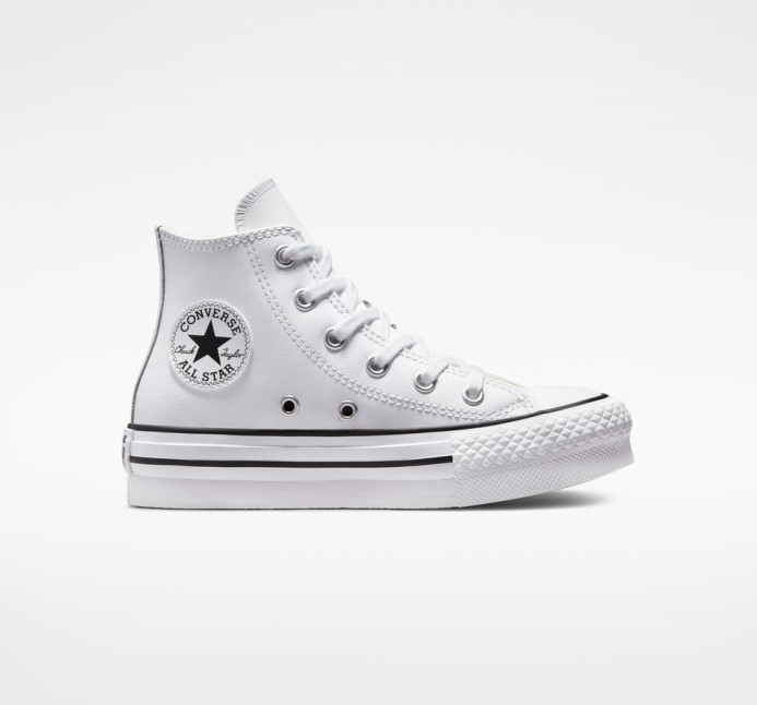 Converse Skľučovadlo Taylor All Star Lift Platforma Koža Biela/prírodná Slonovina/čierna