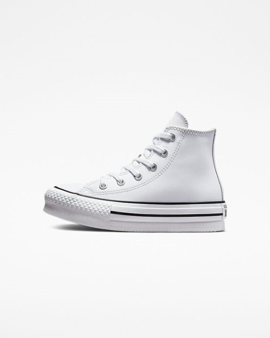 Converse Skľučovadlo Taylor All Star Lift Platforma Koža Biela/prírodná Slonovina/čierna