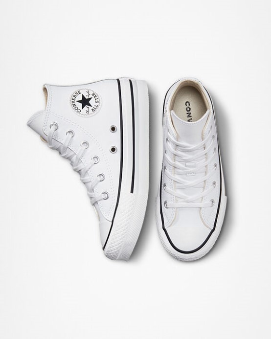 Converse Skľučovadlo Taylor All Star Lift Platforma Koža Biela/prírodná Slonovina/čierna