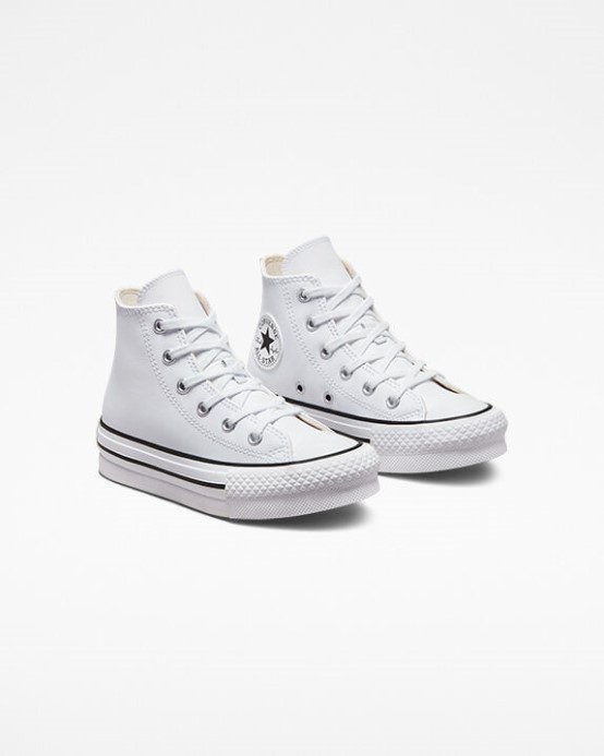 Converse Skľučovadlo Taylor All Star Lift Platforma Koža Biela/prírodná Slonovina/čierna