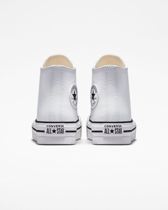 Converse Skľučovadlo Taylor All Star Lift Platforma Koža Biela/prírodná Slonovina/čierna