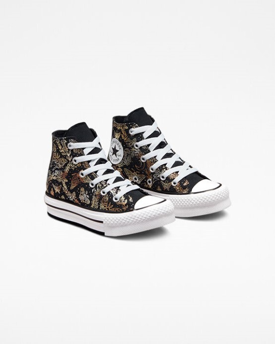 Converse čierna/zlatá/biela Skľučovadlo Taylor All Star Eva Zdvíhacia Plošina Motýľ Lesk
