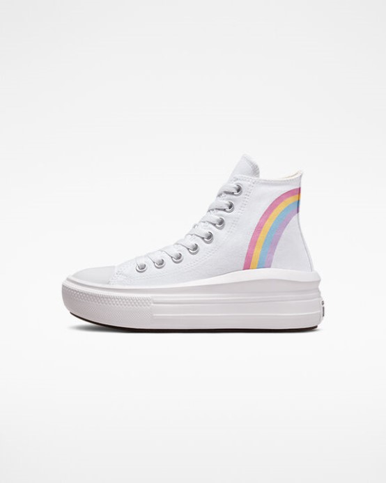 Biela/jp Modrá/ružová Chuck Taylor All Star Move Platforma Rainbow Cloud Converse