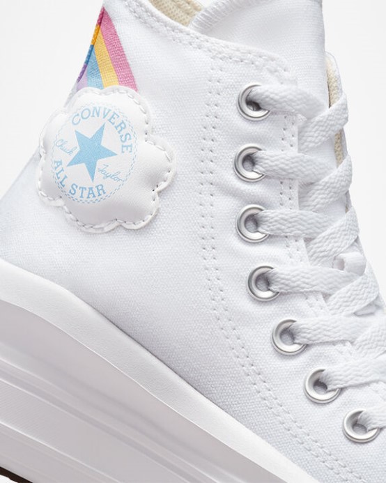 Biela/jp Modrá/ružová Chuck Taylor All Star Move Platforma Rainbow Cloud Converse