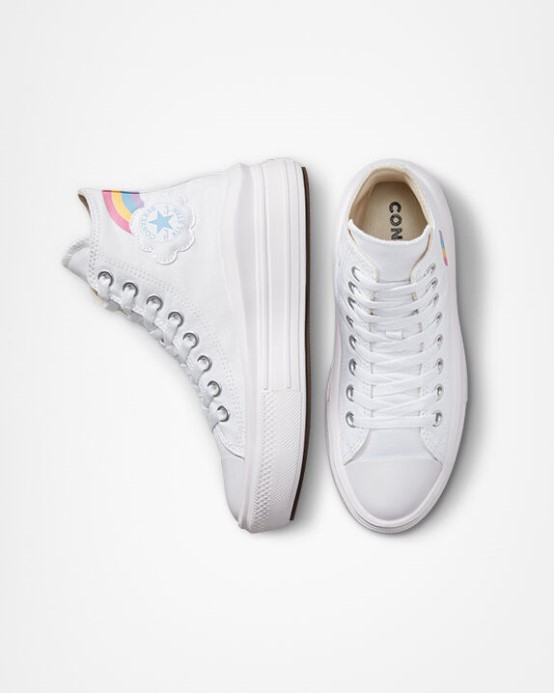 Biela/jp Modrá/ružová Chuck Taylor All Star Move Platforma Rainbow Cloud Converse