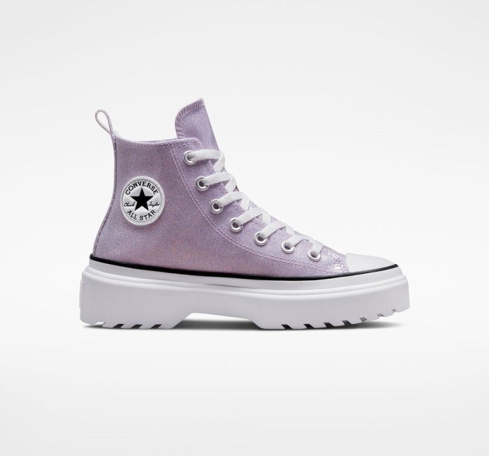 Converse Vapor Fialová/biela/čierna Skľučovadlo Taylor All Star Lugged Lift Platform Trblietky