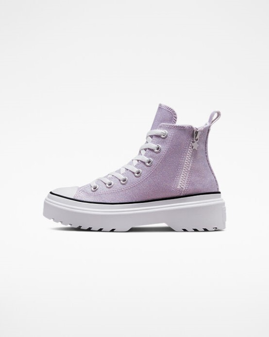 Converse Vapor Fialová/biela/čierna Skľučovadlo Taylor All Star Lugged Lift Platform Trblietky