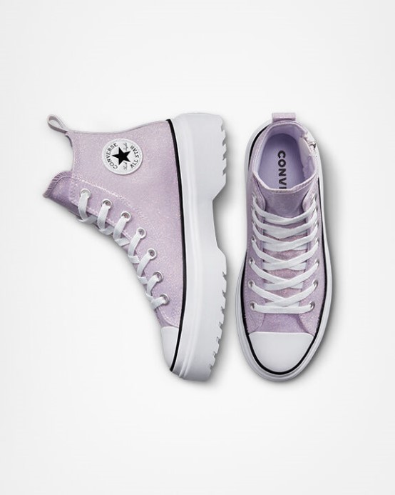 Converse Vapor Fialová/biela/čierna Skľučovadlo Taylor All Star Lugged Lift Platform Trblietky